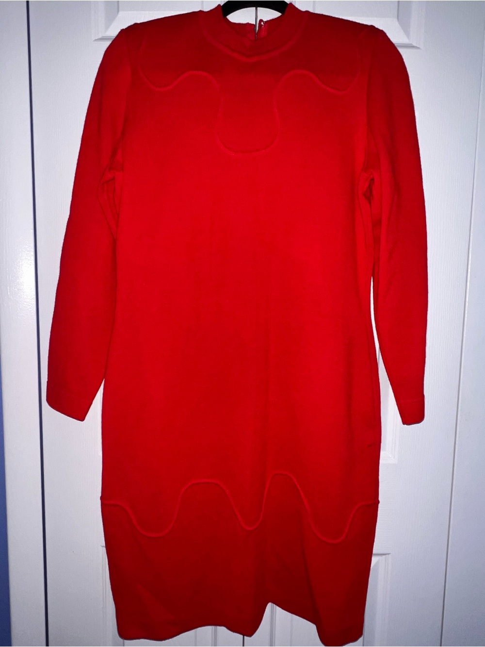Vintage Bill Blass Red Long Sleeve Wool Dress